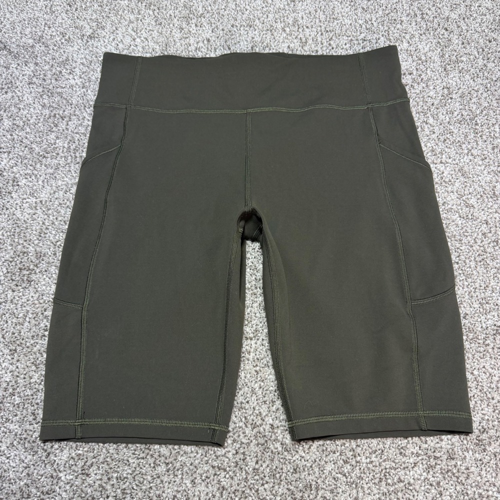 Lululemon 12 Invigorate High Rise Short 10" Olive Green W7BEDS Pockets Bike